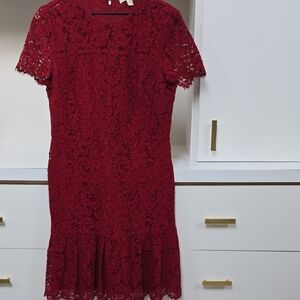 Michael Kors Burgundy Lace Midi Dress